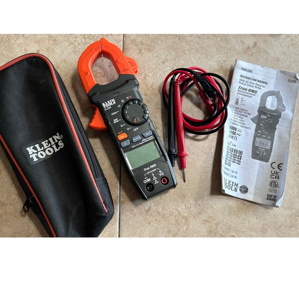 Klein Tools 400A AC Auto Ranging Digital Clamp Meter CL220 Voltage Meter w/ Temp